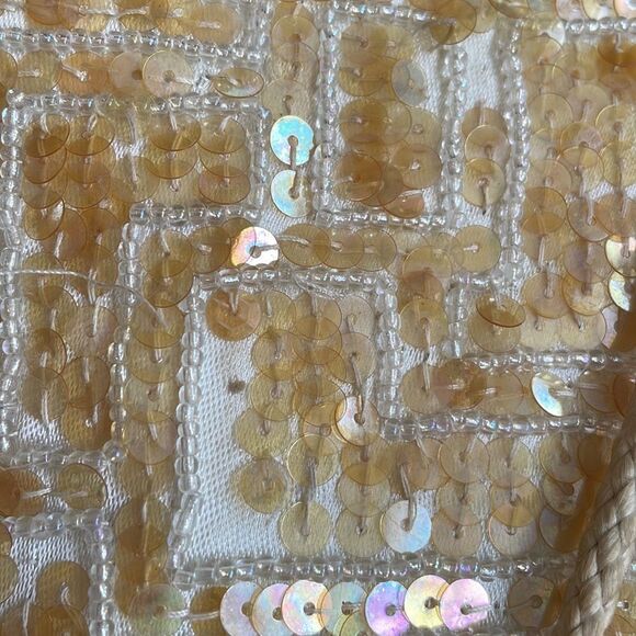Gold sequined & beaded small cloth crossbody purse - Picture 9 of 10